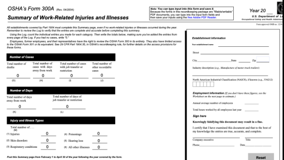 Don't Forget: Post Your OSHA 300A by February 1st