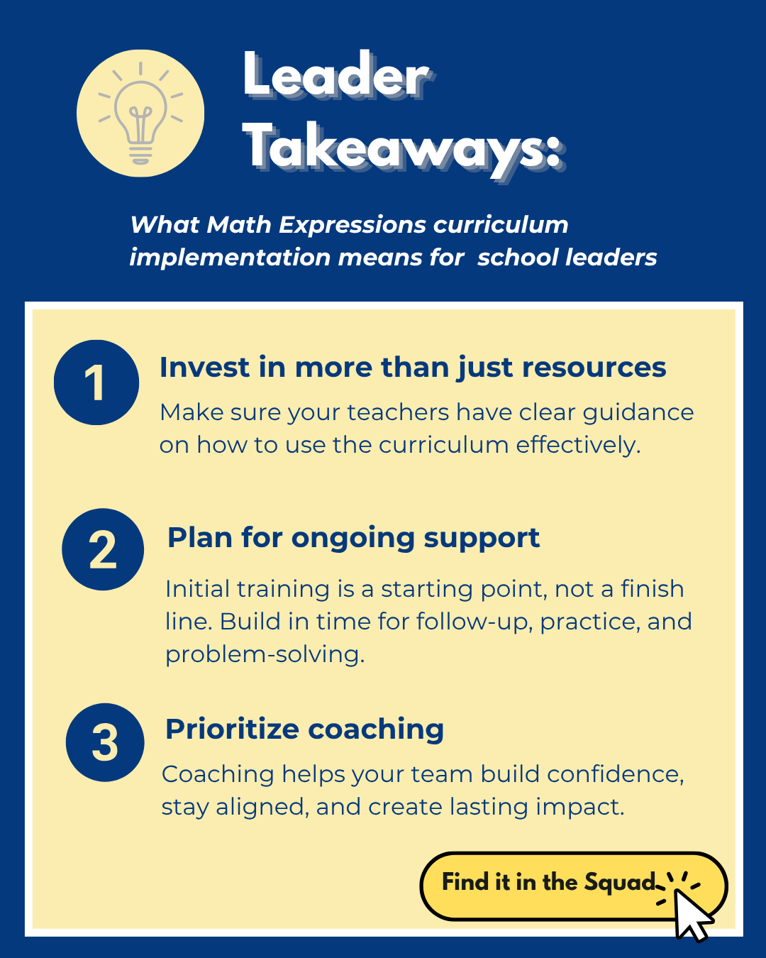 Leader takeaway for curriculum implementation