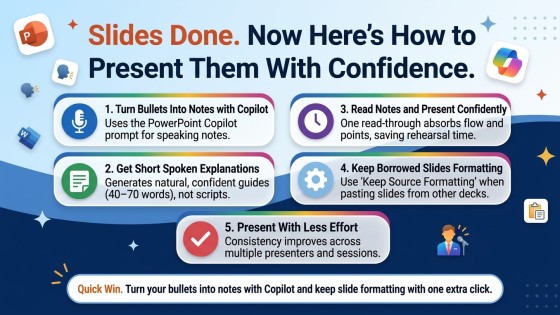 How to Present With Confidence — Speaker Notes From Copilot and Slides That Stay Tidy